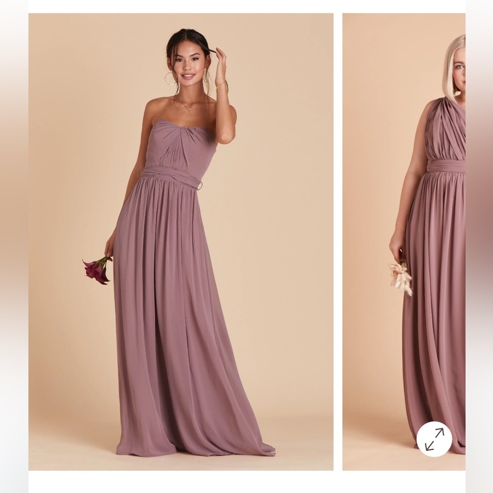 Birdy Grey Grace Dark Mauve Convertible  Chiffon Maxi Bridesmaid Dress Medium - Picture 2 of 9